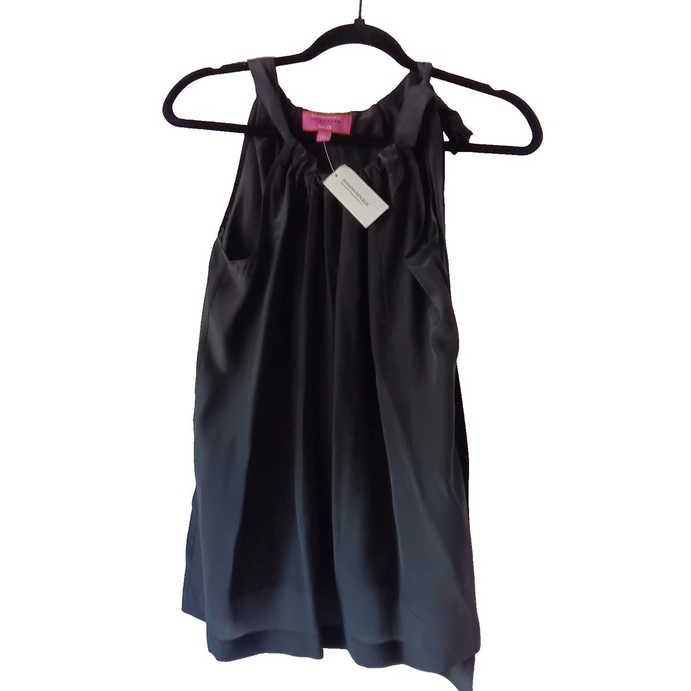 Banana Republic Trina Turk Silk‎ Tank Top Women's 14 Black Charcoal Sleeveless